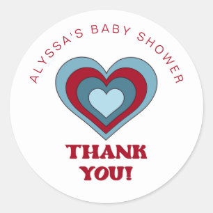 Blue and Red Valentine's Day Baby Shower Stickers
