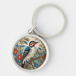 Blue And Red Woodpecker Nature Inspired Bird Keychain