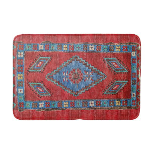 Blue and Rose Antique Turkish Oriental Rug Design