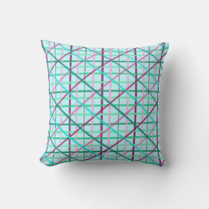 Blue and Rose Chequered Pattern Throw Pillow