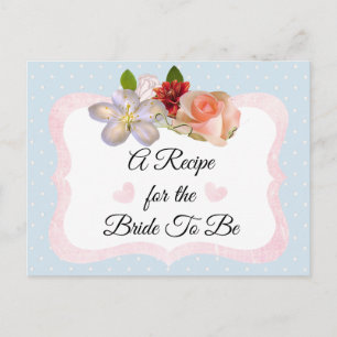 Blue and Rose Gold Blush Pink Recipe Card