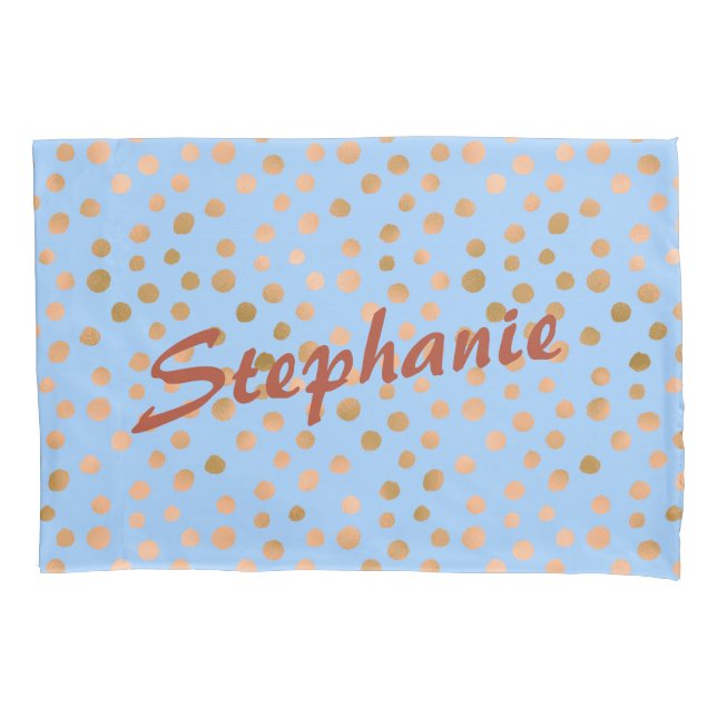 Blue and Rose Gold Charm Pillowcase (Front)