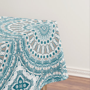 Blue and Sand Decorative Mandala Pattern Tablecloth