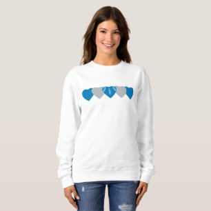Blue and Silve Heart Football Sweatshirt