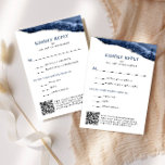Blue and Silver Agate Bar Mitzvah QR Code Vertical RSVP Card<br><div class="desc">This beautiful reply card features navy blue and silver agate and your customized text in a vertical format.  Use the Design Tool to change the fonts or layout.</div>