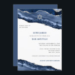 Blue and Silver Agate Border, Bar Mitzvah Invitation<br><div class="desc">This modern design features a beautiful blue and silver glittery agate border and your custom text on the front and back if needed.  Use the template form to add your text.  The advanced editing menus,  accessed by choosing "customize further",  will allow you to change the fonts,  colours and layout.</div>