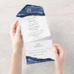 Blue and Silver Agate Geode Rock, Bar Mitzvah All In One Invitation<br><div class="desc">This modern invitation features a blue geode rock design with gold glitter accents. Use the easy template form to add your text or use the Customize It feature to create your own layout.</div>