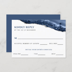 Blue and Silver Agate Geode RSVP Reply Card