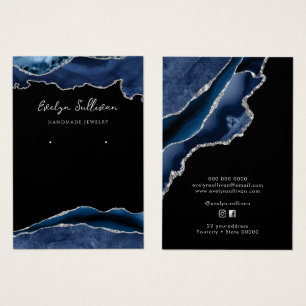 Blue and silver agate jewellery display card