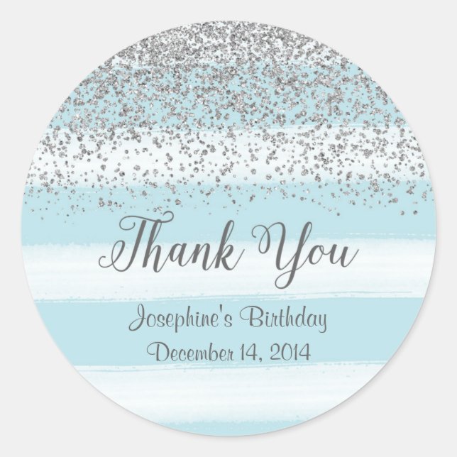 Blue and Silver Birthday Stickers (Front)