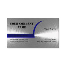 Blue and Silver Brushed Metal Business Card