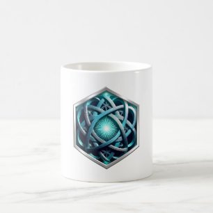 Blue And Silver Celtic Knot With Sunburst  Coffee Mug