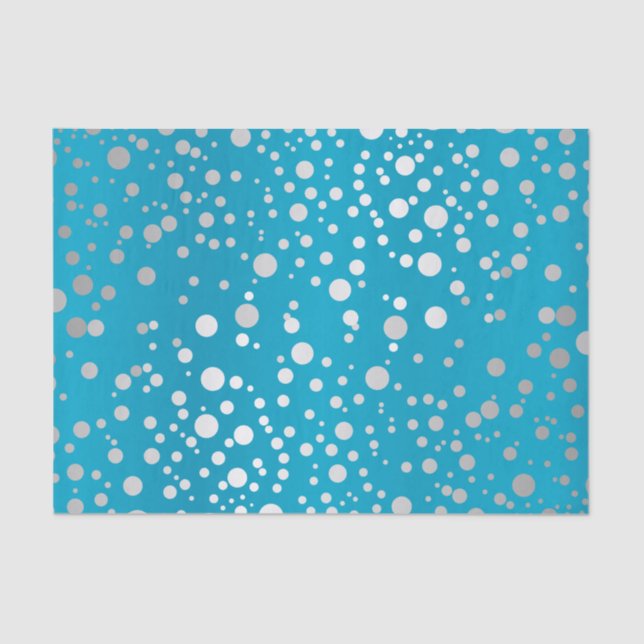 Blue and Silver Confetti Dots Tissue Paper (Front)