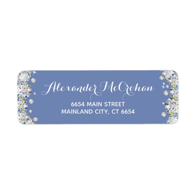 Blue and Silver Diamond Glitter Return Address (Front)