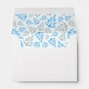 Blue and Silver Elegant Christmas Trees Pattern Envelopes