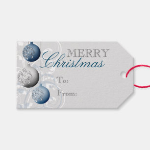 Blue and Silver Festive Christmas Gift Tags