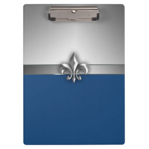 Blue and Silver Fleur de Lis Clipboard
