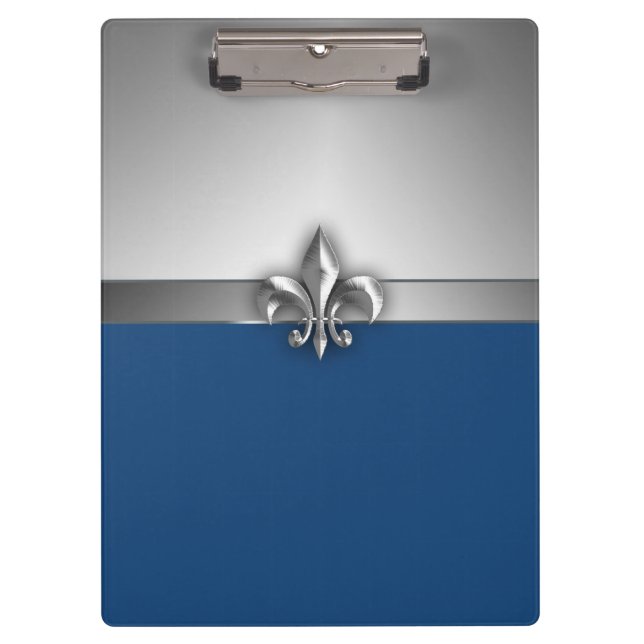 Blue and Silver Fleur de Lis Clipboard (Front)