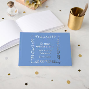 Blue and Silver Foil 10th Anniversary Guest Book