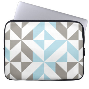 Blue and Silver Geometric ZigZag Laptop Sleeve