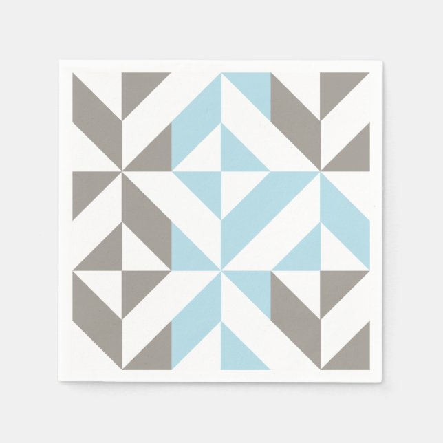Blue and Silver Geometric ZigZag Napkin (Front)