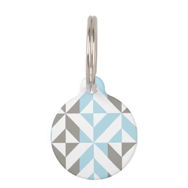 Blue and Silver Geometric ZigZag Pet Tag (Front)