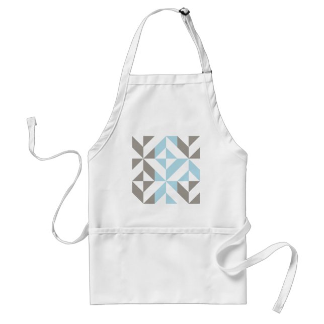 Blue and Silver Geometric ZigZag Standard Apron (Front)