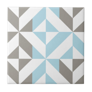 Blue and Silver Geometric ZigZag Tile