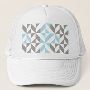 Blue and Silver Geometric ZigZag Trucker Hat
