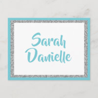 Blue and Silver Glitter Wish Card