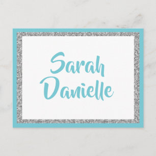 Blue and Silver Glitter Wish Card
