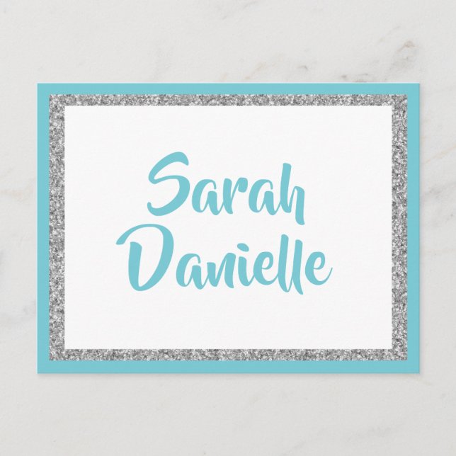 Blue and Silver Glitter Wish Card (Front)