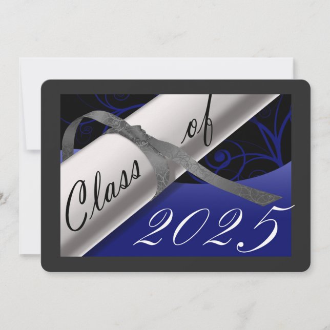 Blue and Silver Graduation Announcement (Front)