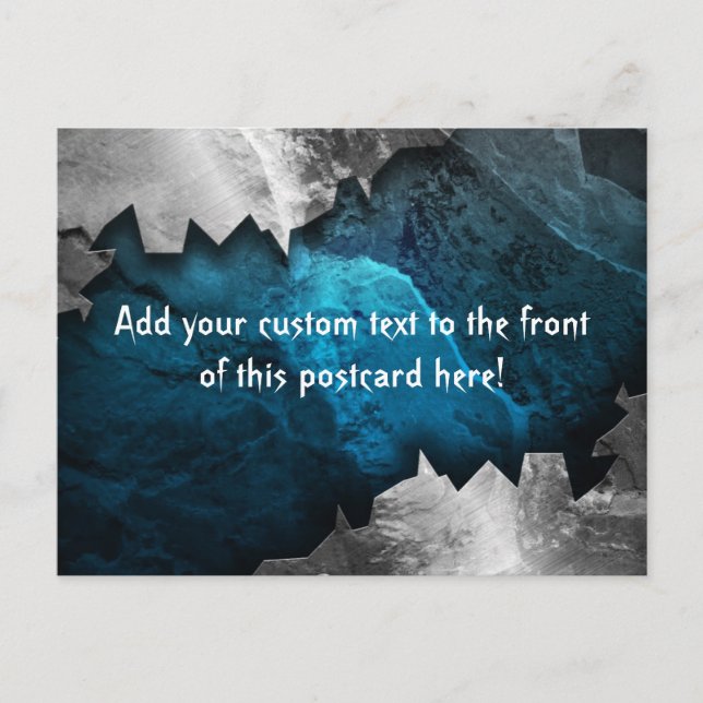 Blue and Silver Grunge Metal/Stone Design Postcard (Front)