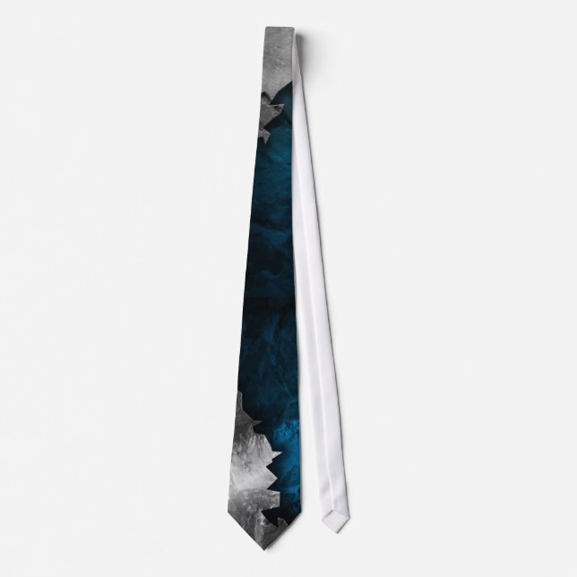 Blue and Silver Grunge Metal/Stone Design Tie (Front)