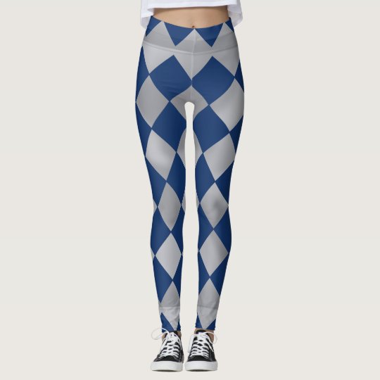 Blue and Silver Harlequin Patterned Leggings