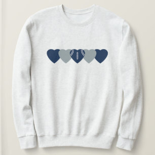 Blue and Silver Heart Football Dark Sweatshirt