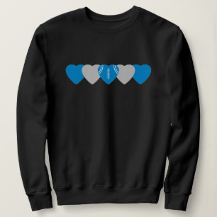 Blue and Silver Heart Football Dark Sweatshirt