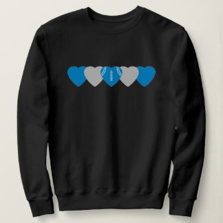 Blue and Silver Heart Football Dark Sweatshirt
