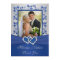 Blue and Silver Joined Hearts Photo Thank You Card