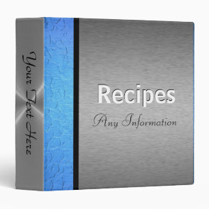 Blue and silver luxury metallic Recipes binders