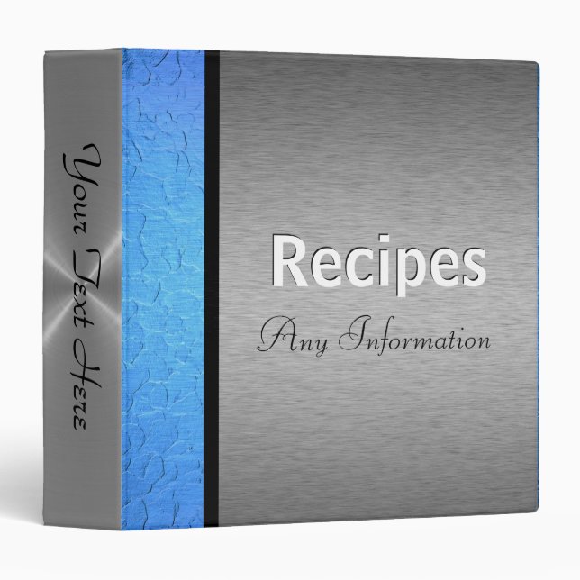 Blue and silver luxury metallic | Recipes binders (Front/Spine)