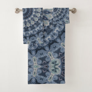 Blue and Silver Mandala Pattern Design Bath Towel Set