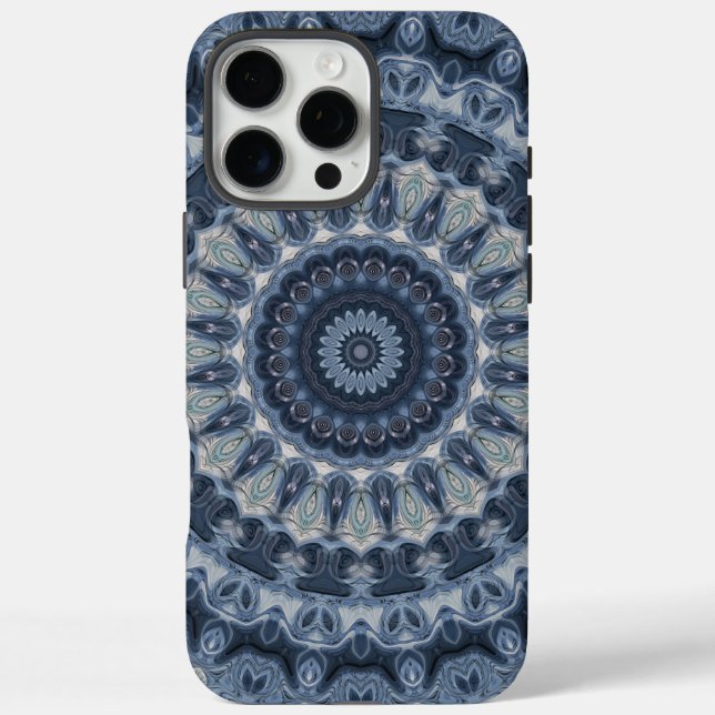Blue and Silver Mandala Pattern Design Case-Mate iPhone Case (Back)