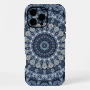 Blue and Silver Mandala Pattern Design iPhone 16 Pro Max Case