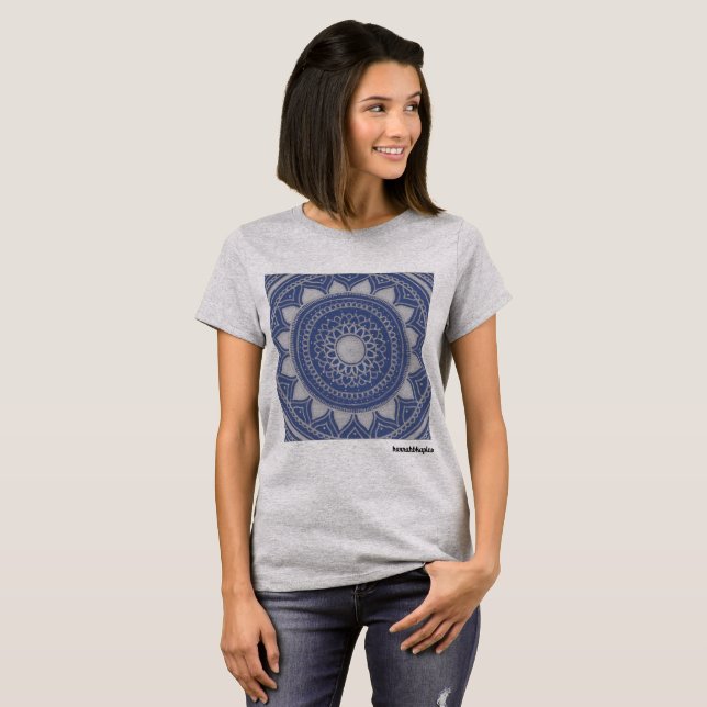 Blue and Silver Mandala T-Shirt (Front Full)