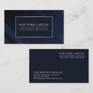 Blue and Silver Modern Professional Business Card