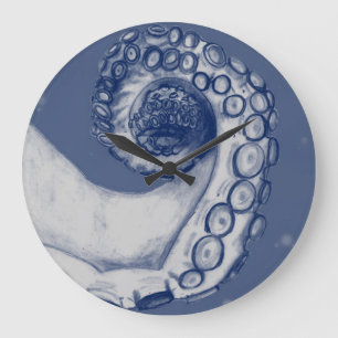 Blue and Silver Nautical Octopus Tentacle Clock