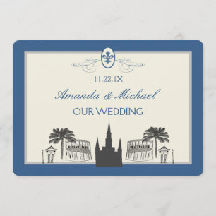 Blue and Silver New Orleans Scenes Save the Date