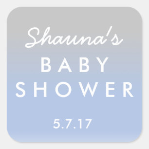 Blue and Silver Ombre Baby Shower Sticker